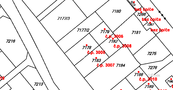 Přerov VIII-Henčlov 3005, Přerov na parcele st. 7178 v KÚ Přerov, Katastrální mapa