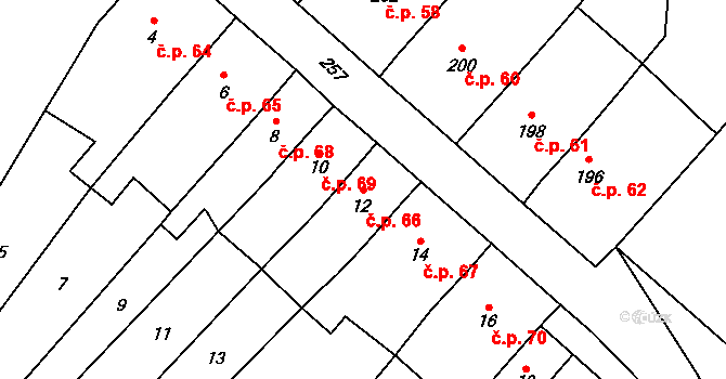 Kojetín II-Popůvky 66, Kojetín na parcele st. 12 v KÚ Popůvky u Kojetína, Katastrální mapa