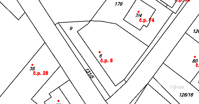 Chmeliště 8, Vavřinec na parcele st. 6 v KÚ Chmeliště, Katastrální mapa