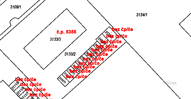 Chomutov 119278413 na parcele st. 3133/8 v KÚ Chomutov I, Katastrální mapa