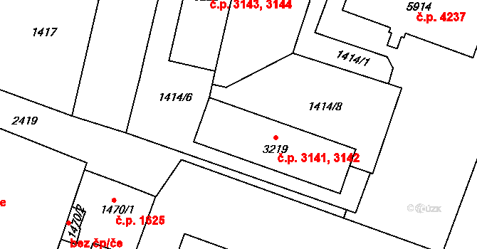 Jablonec nad Nisou 3141,3142 na parcele st. 3219 v KÚ Jablonec nad Nisou, Katastrální mapa