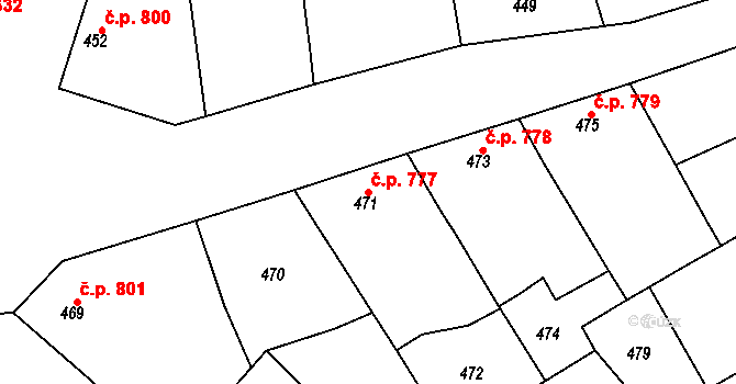 Mistřín 777, Svatobořice-Mistřín na parcele st. 471 v KÚ Mistřín, Katastrální mapa