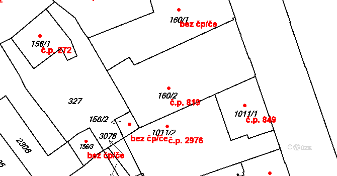 Šumperk 819 na parcele st. 160/2 v KÚ Šumperk, Katastrální mapa