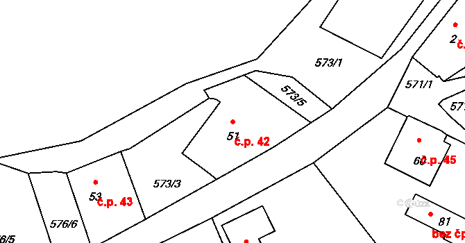Lovětín 42, Jarošov nad Nežárkou na parcele st. 51 v KÚ Lovětín, Katastrální mapa