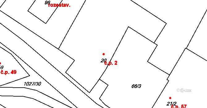 Lidéřovice 2, Peč na parcele st. 20 v KÚ Lidéřovice, Katastrální mapa