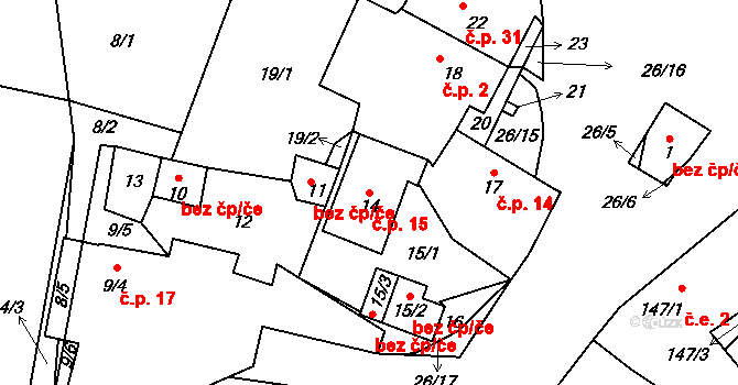 Konětopy 15, Milín na parcele st. 14 v KÚ Konětopy u Příbramě, Katastrální mapa