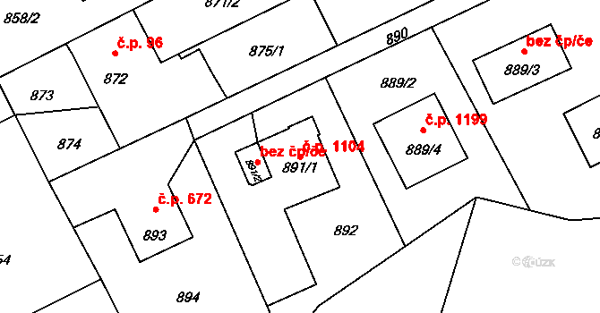Lutyně 1104, Orlová na parcele st. 891/1 v KÚ Horní Lutyně, Katastrální mapa