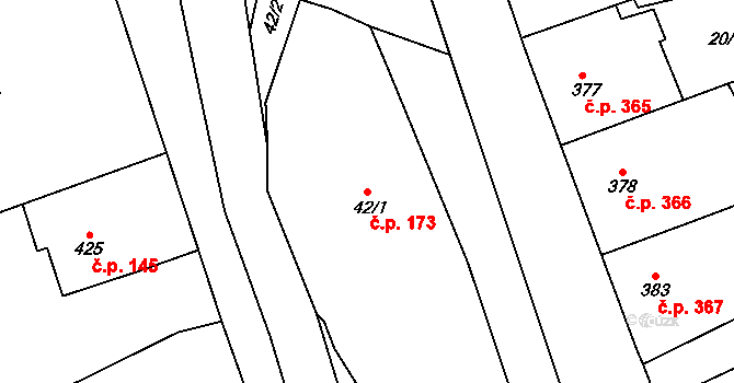 Stará Paka 173 na parcele st. 42/1 v KÚ Stará Paka, Katastrální mapa