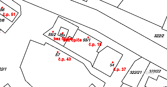 Kozojedy 18 na parcele st. 55/1 v KÚ Kozojedy u Žlunic, Katastrální mapa