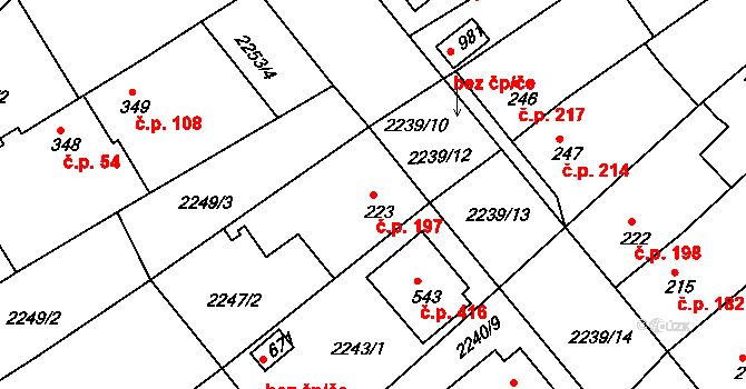Zliv 197 na parcele st. 223 v KÚ Zliv u Českých Budějovic, Katastrální mapa