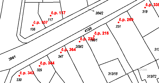 Černčice 232 na parcele st. 209/2 v KÚ Černčice u Loun, Katastrální mapa