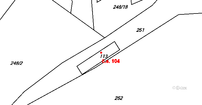 Tašovice 104, Karlovy Vary na parcele st. 113 v KÚ Tašovice, Katastrální mapa