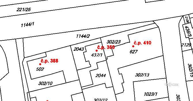 Úšovice 355, Mariánské Lázně na parcele st. 437/1 v KÚ Úšovice, Katastrální mapa