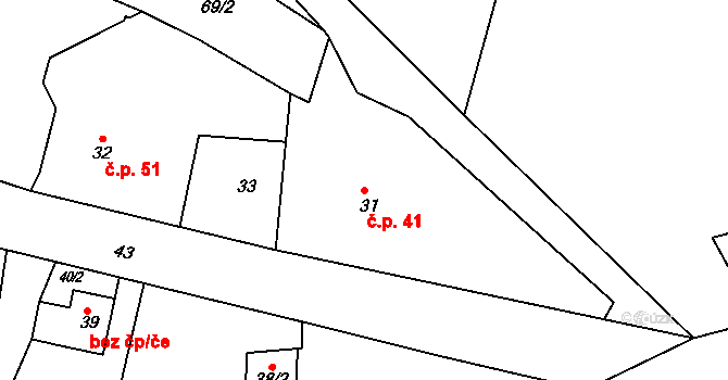 Svatava 41 na parcele st. 31 v KÚ Čistá u Svatavy, Katastrální mapa