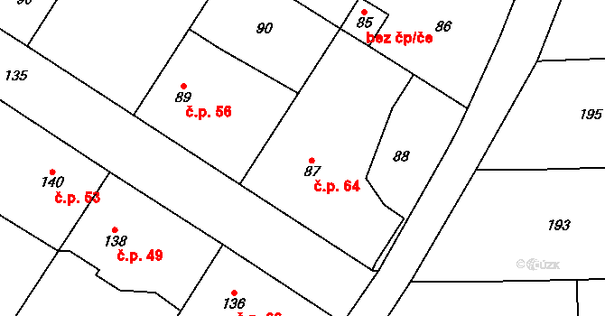 Cholupice 64, Praha na parcele st. 87 v KÚ Cholupice, Katastrální mapa