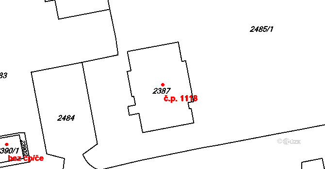 Kobylisy 1118, Praha na parcele st. 2387 v KÚ Kobylisy, Katastrální mapa