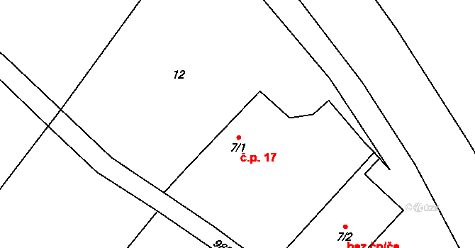 Horní Olešnice 17 na parcele st. 7/1 v KÚ Horní Olešnice, Katastrální mapa