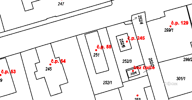 Liberec IX-Janův Důl 55, Liberec na parcele st. 251 v KÚ Janův Důl u Liberce, Katastrální mapa