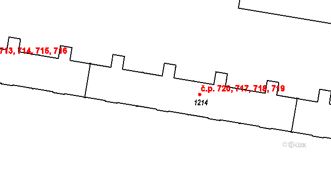 Slezské Předměstí 717,718,719,720, Hradec Králové na parcele st. 1214 v KÚ Slezské Předměstí, Katastrální mapa