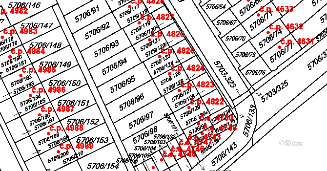 Jihlava 4824 na parcele st. 5706/125 v KÚ Jihlava, Katastrální mapa