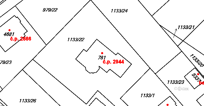 Dvůr Králové nad Labem 2944 na parcele st. 781 v KÚ Dvůr Králové nad Labem, Katastrální mapa
