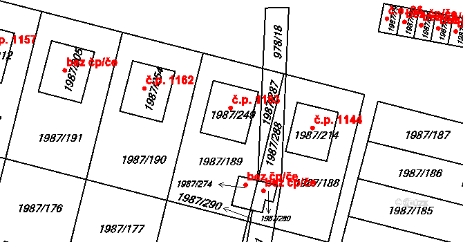 Nýřany 1163 na parcele st. 1987/249 v KÚ Nýřany, Katastrální mapa