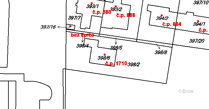 Hostivice 1710 na parcele st. 398/6 v KÚ Hostivice, Katastrální mapa