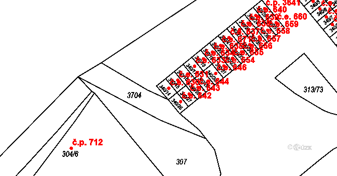 Vyškov-Předměstí 630, Vyškov na parcele st. 340/14 v KÚ Vyškov, Katastrální mapa