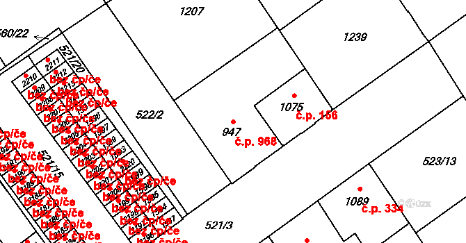 Přívoz 968, Ostrava na parcele st. 947 v KÚ Přívoz, Katastrální mapa