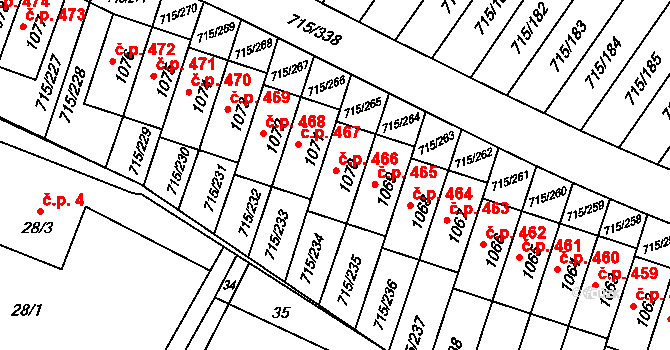 Výškovice 466, Ostrava na parcele st. 1070 v KÚ Výškovice u Ostravy, Katastrální mapa