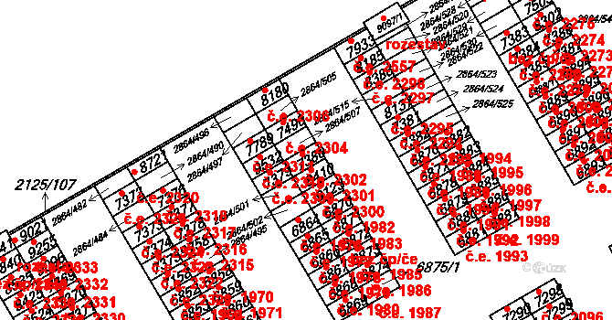 Hodonín 2302 na parcele st. 7380 v KÚ Hodonín, Katastrální mapa