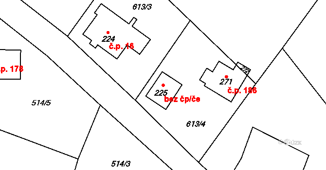 Žacléř 39100413 na parcele st. 225 v KÚ Bobr, Katastrální mapa