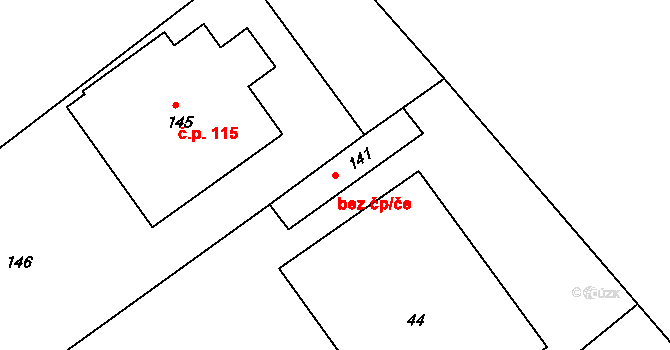 Mořice 42102413 na parcele st. 141 v KÚ Mořice, Katastrální mapa