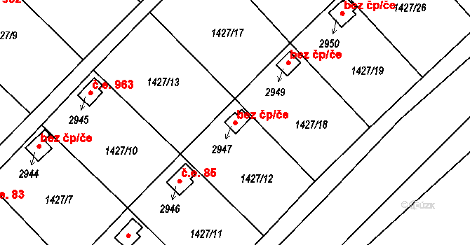 Hlinsko 43711413 na parcele st. 2947 v KÚ Hlinsko v Čechách, Katastrální mapa