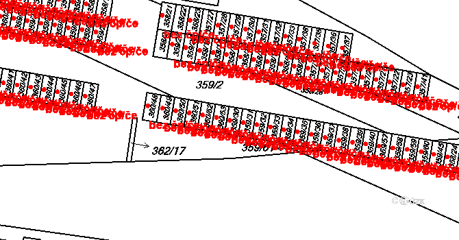 Rousínov 132 na parcele st. 359/30 v KÚ Rousínov u Vyškova, Katastrální mapa