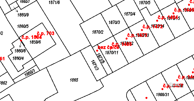 Holešov 47605413 na parcele st. 1871/5 v KÚ Holešov, Katastrální mapa