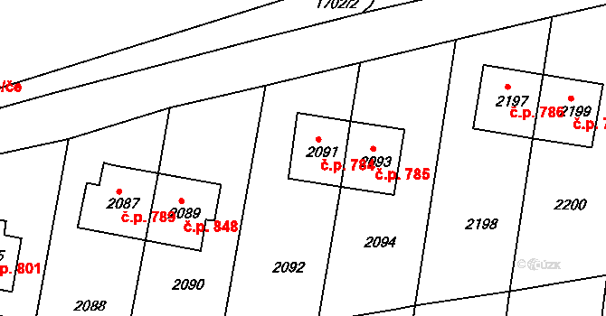 Bučovice 784 na parcele st. 2091 v KÚ Bučovice, Katastrální mapa