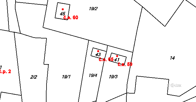 Beranova Lhota 65, Chotoviny na parcele st. 43 v KÚ Beranova Lhota, Katastrální mapa