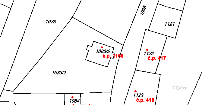 Jemnice 1169 na parcele st. 1083/2 v KÚ Jemnice, Katastrální mapa