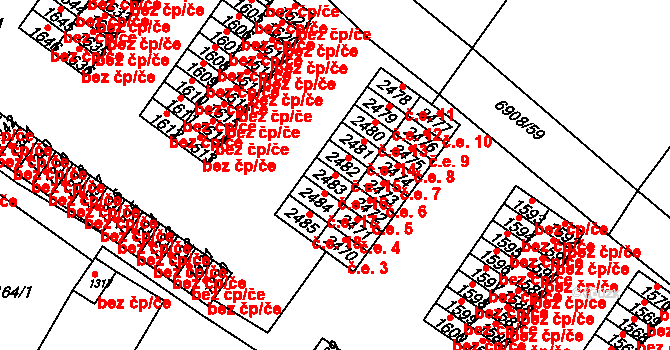 Telč-Štěpnice 16, Telč na parcele st. 2483 v KÚ Telč, Katastrální mapa