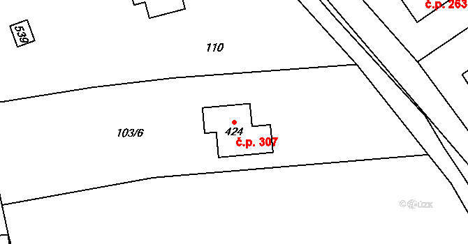 Chotoviny 307 na parcele st. 424 v KÚ Chotoviny, Katastrální mapa
