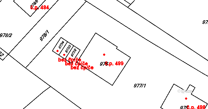 Suchdol nad Odrou 499 na parcele st. 976 v KÚ Suchdol nad Odrou, Katastrální mapa