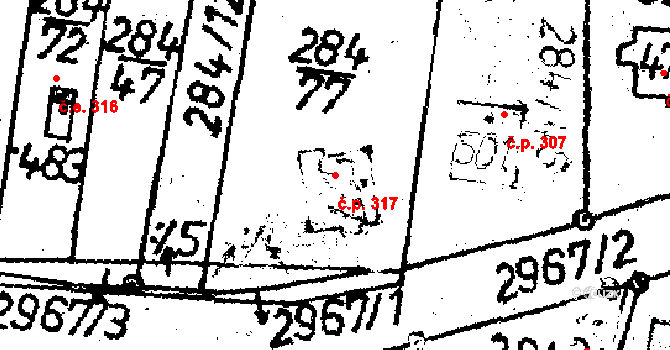 Lukavec 317 na parcele st. 527 v KÚ Lukavec u Pacova, Katastrální mapa
