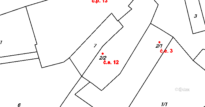 Kejšovice 12, Krsy na parcele st. 2/2 v KÚ Kejšovice, Katastrální mapa