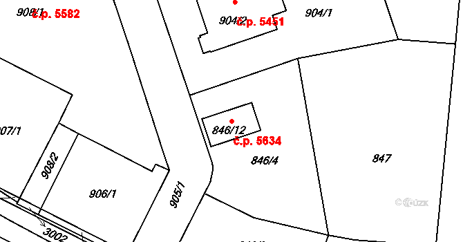 Třebovice 5634, Ostrava na parcele st. 846/12 v KÚ Třebovice ve Slezsku, Katastrální mapa
