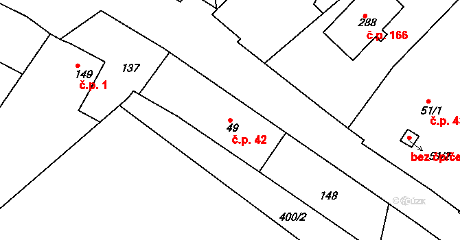 Lípa nad Orlicí 42 na parcele st. 49 v KÚ Lípa nad Orlicí, Katastrální mapa