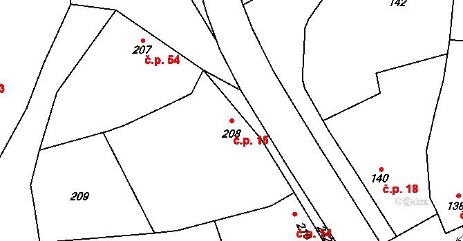 Bohumilice 15, Klobouky u Brna na parcele st. 208 v KÚ Bohumilice, Katastrální mapa