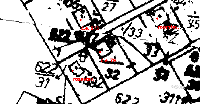 Radošov 79, Kyselka na parcele st. 337 v KÚ Radošov u Kyselky, Katastrální mapa