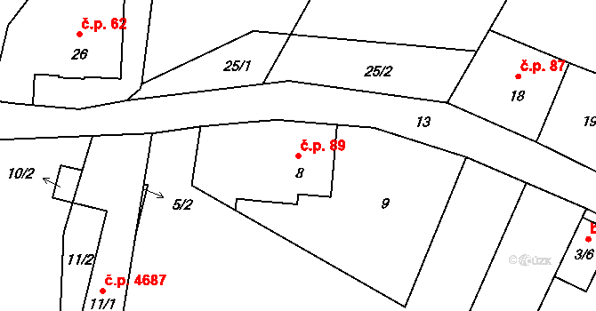 Lukášov 89, Jablonec nad Nisou na parcele st. 8 v KÚ Lukášov, Katastrální mapa