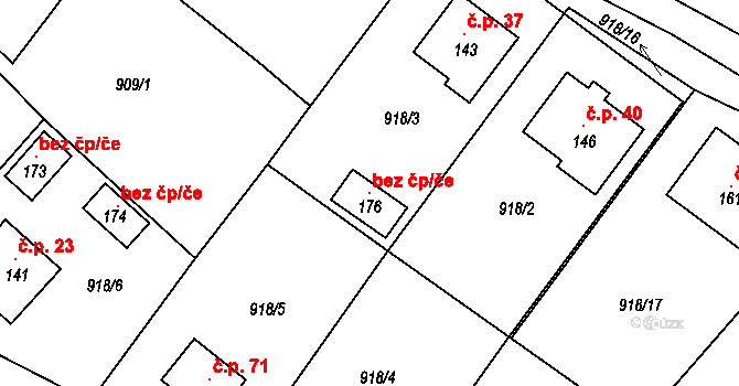 Malčín 121276414 na parcele st. 176 v KÚ Malčín, Katastrální mapa